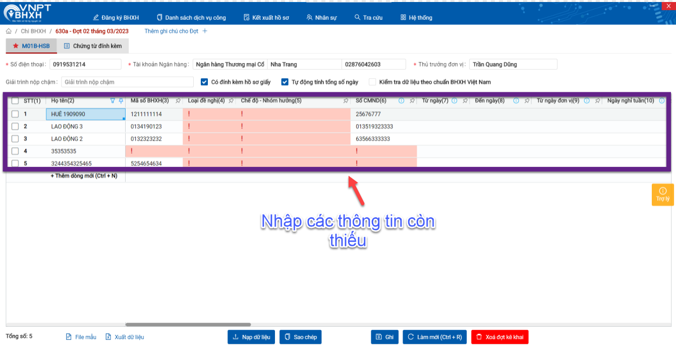Lập hồ sơ ốm đau trên 5.0